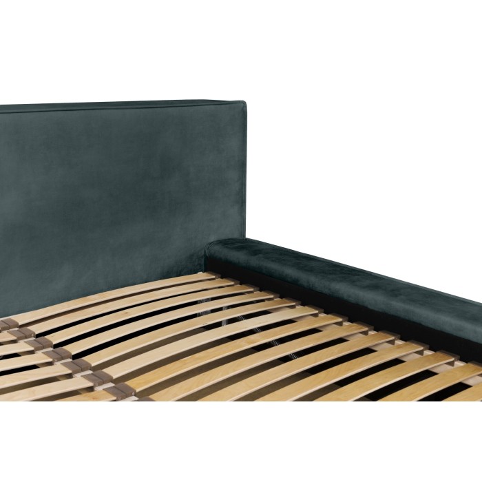 Lit coffre DENALI – Vert émeraude – 140x200 cm – Tissu velours doux – Sommier relevable – Rangement intégré 