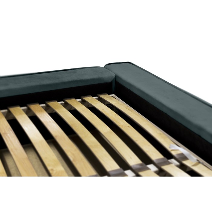 Lit coffre DENALI – Vert émeraude – 140x200 cm – Tissu velours doux – Sommier relevable – Rangement intégré 