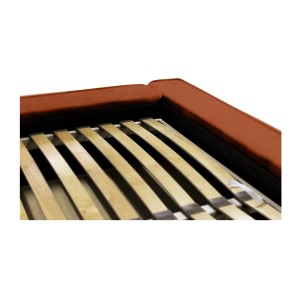 Lit coffre DENALI – Terracotta – 140x200 cm – Tissu velours doux – Sommier relevable – Rangement intégré 