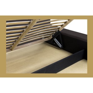 Lit coffre DENALI – Gris anthracite – 180x200 cm – Tissu velours doux – Sommier relevable – Rangement intégré 