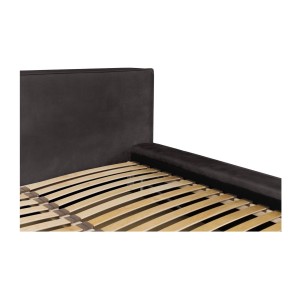 Lit coffre DENALI – Gris anthracite – 180x200 cm – Tissu velours doux – Sommier relevable – Rangement intégré 