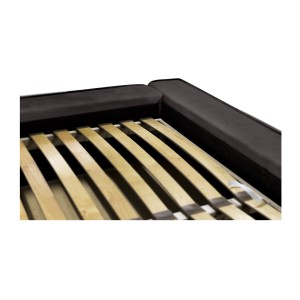 Lit coffre DENALI – Gris anthracite – 180x200 cm – Tissu velours doux – Sommier relevable – Rangement intégré 