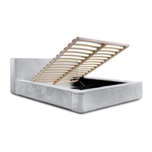 Lit coffre ORLANE – Blanc Nuage polaire – 140x200 cm – Sommier relevable – Design haut de gamme 