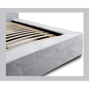 Lit coffre ORLANE – Blanc Nuage polaire – 140x200 cm – Sommier relevable – Design haut de gamme 