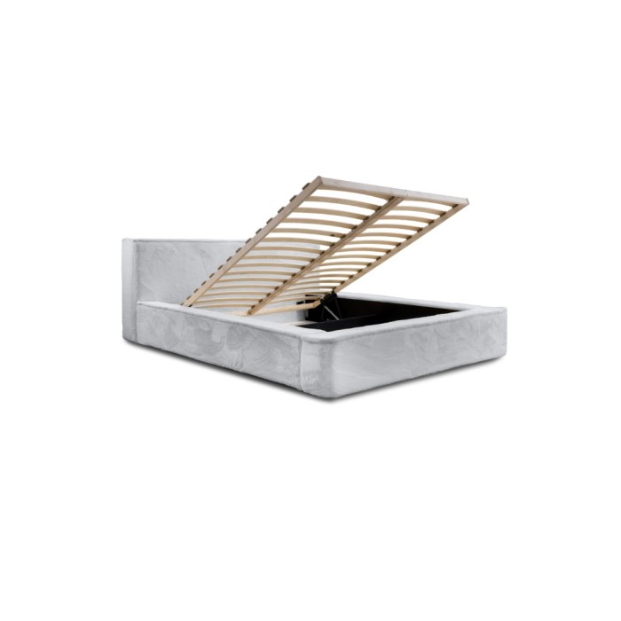 Lit coffre ORLANE – Blanc Nuage polaire – 160x200 cm – Sommier relevable – Design haut de gamme 