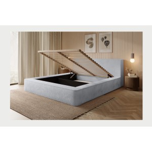 Lit coffre ORLANE – Blanc Nuage polaire – 160x200 cm – Sommier relevable – Design haut de gamme 