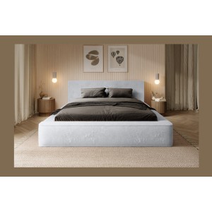 Lit coffre ORLANE – Blanc Nuage polaire – 180x200 cm – Sommier relevable – Design haut de gamme