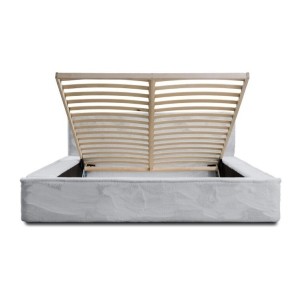 Lit coffre ORLANE – Blanc Nuage polaire – 180x200 cm – Sommier relevable – Design haut de gamme 