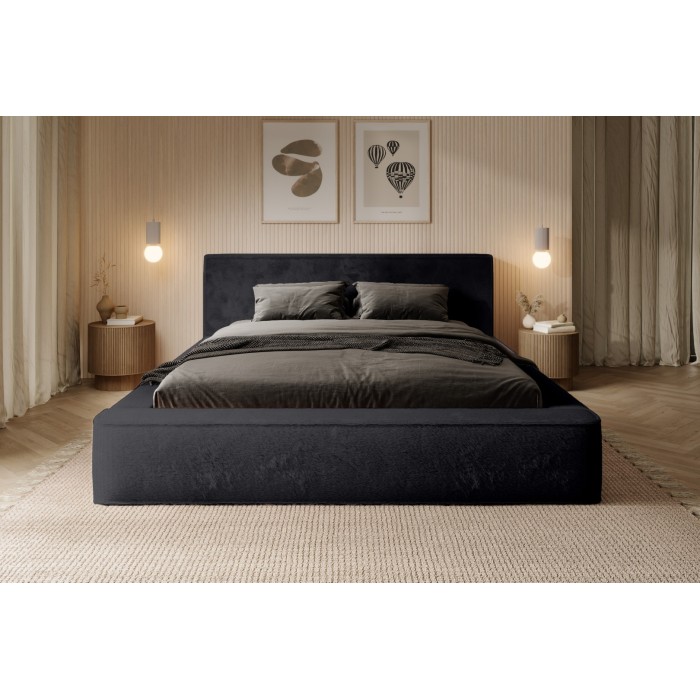 Lit coffre ORLANE – Blanc Brume de soie polaire – 140x200 cm – Sommier relevable – Design haut de gamme