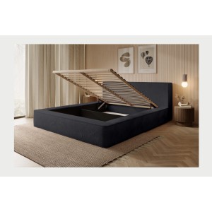 Lit coffre ORLANE – Blanc Brume de soie polaire – 140x200 cm – Sommier relevable – Design haut de gamme 