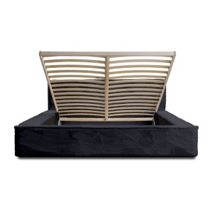 Lit coffre ORLANE – Blanc Brume de soie polaire – 160x200 cm – Sommier relevable – Design haut de gamme 