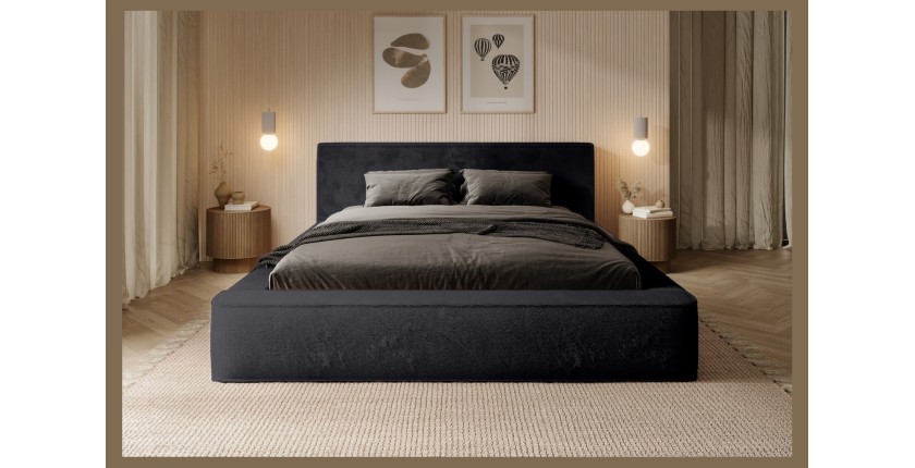 Lit coffre ORLANE – Blanc Brume de soie polaire – 180x200 cm – Sommier relevable – Design haut de gamme