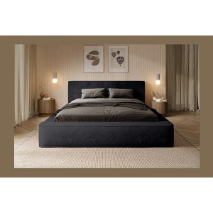 Lit coffre ORLANE – Blanc Brume de soie polaire – 180x200 cm – Sommier relevable – Design haut de gamme