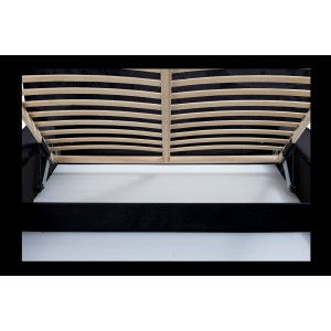 Lit coffre ORLANE – Blanc Brume de soie polaire – 180x200 cm – Sommier relevable – Design haut de gamme 