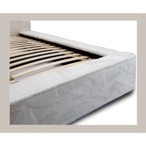 Lit coffre ORLANE – Beige Sable nacré polaire – 140x200 cm – Sommier relevable – Design haut de gamme 