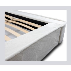 Lit coffre ORLANE – Beige Sable nacré polaire – 160x200 cm – Sommier relevable – Design haut de gamme 