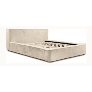 Lit coffre ORLANE – Beige Velours de dune – 140x200 cm – Sommier relevable – Design haut de gamme 