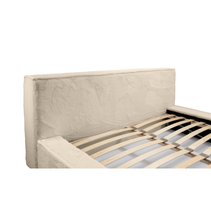 Lit coffre ORLANE – Beige Velours de dune – 160x200 cm – Sommier relevable – Design haut de gamme 