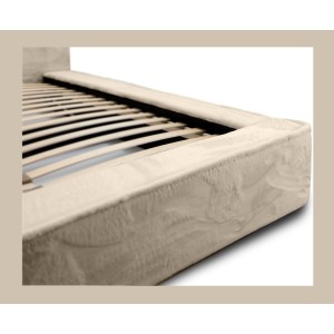 Lit coffre ORLANE – Beige Velours de dune – 160x200 cm – Sommier relevable – Design haut de gamme 