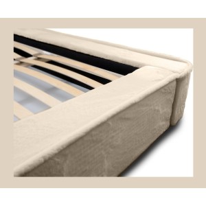 Lit coffre ORLANE – Beige Velours de dune – 160x200 cm – Sommier relevable – Design haut de gamme 