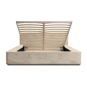 Lit coffre ORLANE – Beige Velours de dune – 180x200 cm – Sommier relevable – Design haut de gamme 