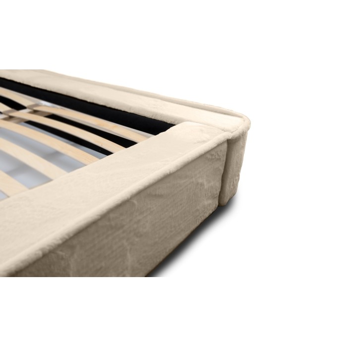 Lit coffre ORLANE – Beige Velours de dune – 180x200 cm – Sommier relevable – Design haut de gamme 