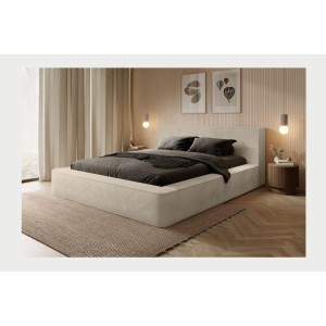 Lit coffre ORLANE – Beige Velours de dune – 180x200 cm – Sommier relevable – Design haut de gamme 