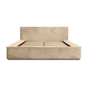 Lit coffre ORLANE – Beige Poudre de miel polaire – 140x200 cm – Sommier relevable – Design haut de gamme 