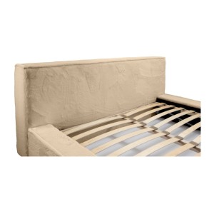 Lit coffre ORLANE – Beige Poudre de miel polaire – 140x200 cm – Sommier relevable – Design haut de gamme 