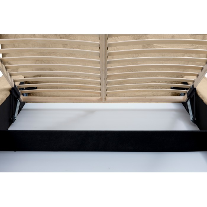 Lit coffre ORLANE – Beige Poudre de miel polaire – 160x200 cm – Sommier relevable – Design haut de gamme 