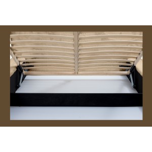 Lit coffre ORLANE – Beige Poudre de miel polaire – 160x200 cm – Sommier relevable – Design haut de gamme 