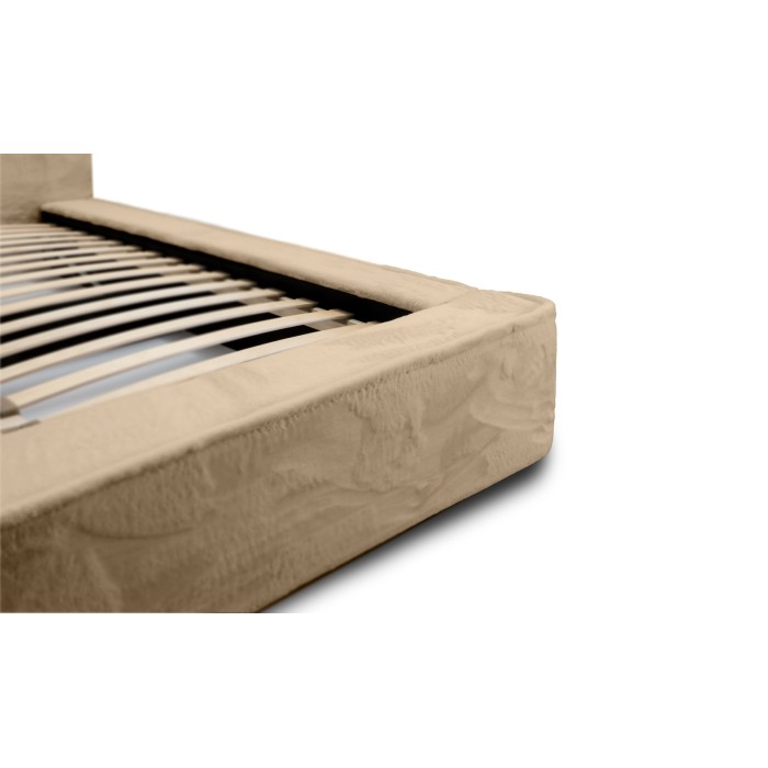 Lit coffre ORLANE – Beige Poudre de miel polaire – 160x200 cm – Sommier relevable – Design haut de gamme 