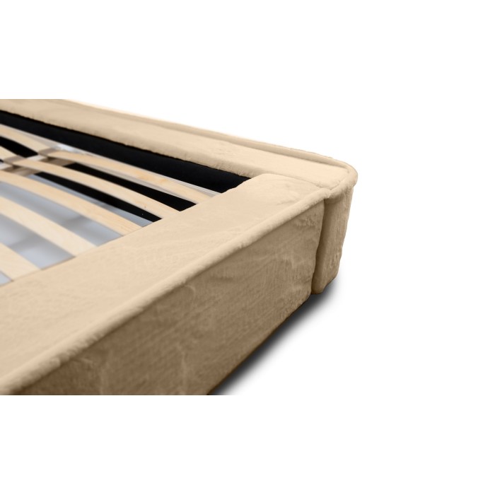 Lit coffre ORLANE – Beige Poudre de miel polaire – 180x200 cm – Sommier relevable – Design haut de gamme 
