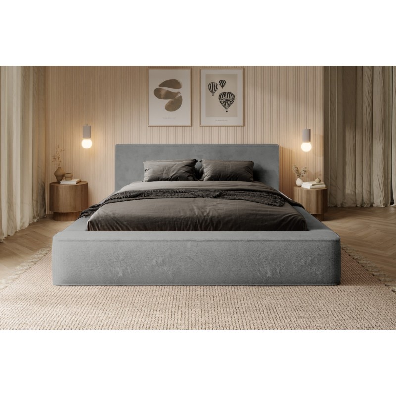 Lit coffre ORLANE – Gris Charbon minéral polaire – 140x200 cm – Sommier relevable – Design haut de gamme