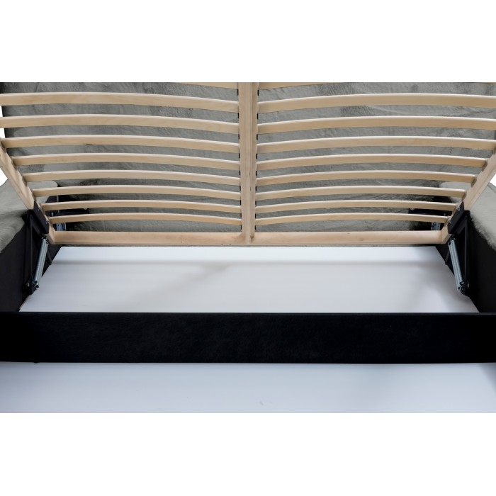 Lit coffre ORLANE – Gris Charbon minéral polaire – 140x200 cm – Sommier relevable – Design haut de gamme 