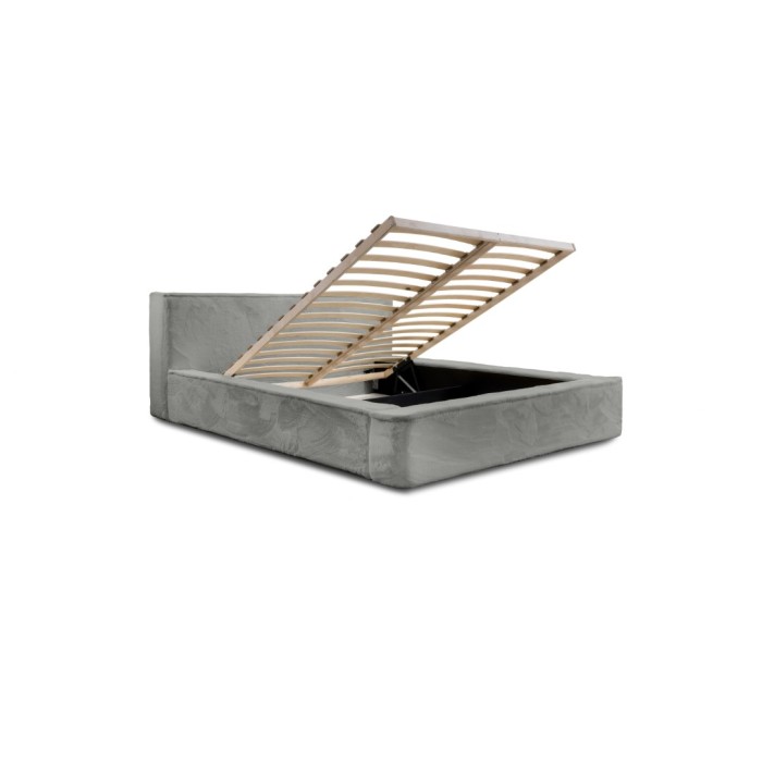 Lit coffre ORLANE – Gris Charbon minéral polaire – 160x200 cm – Sommier relevable – Design haut de gamme 