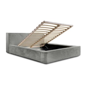 Lit coffre ORLANE – Gris Charbon minéral polaire – 160x200 cm – Sommier relevable – Design haut de gamme 