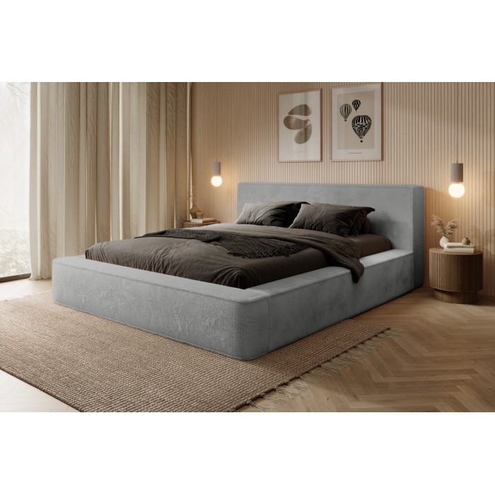 Lit coffre ORLANE – Gris Charbon minéral polaire – 160x200 cm – Sommier relevable – Design haut de gamme 