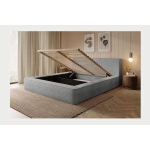 Lit coffre ORLANE – Gris Charbon minéral polaire – 160x200 cm – Sommier relevable – Design haut de gamme 