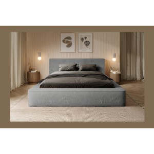 Lit coffre ORLANE – Gris Charbon minéral polaire – 180x200 cm – Sommier relevable – Design haut de gamme