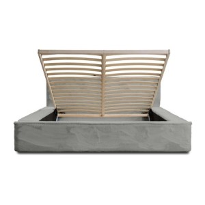 Lit coffre ORLANE – Gris Charbon minéral polaire – 180x200 cm – Sommier relevable – Design haut de gamme 