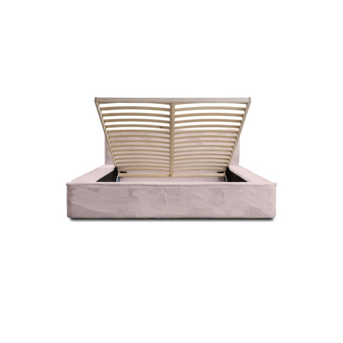 Lit coffre ORLANE – Rose Poussière de rose polaire – 140x200 cm – Sommier relevable – Design haut de gamme 