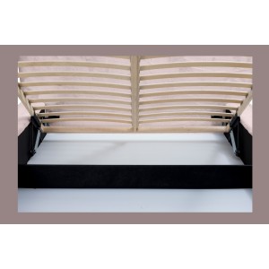 Lit coffre ORLANE – Rose Poussière de rose polaire – 140x200 cm – Sommier relevable – Design haut de gamme 