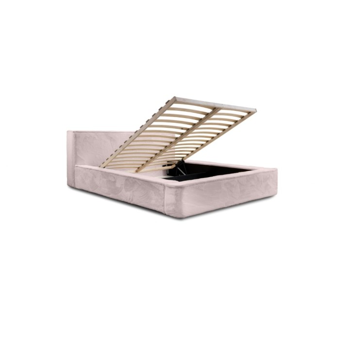 Lit coffre ORLANE – Rose Poussière de rose polaire – 160x200 cm – Sommier relevable – Design haut de gamme 