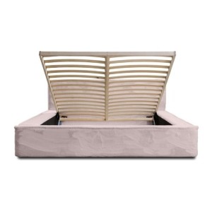 Lit coffre ORLANE – Rose Poussière de rose polaire – 160x200 cm – Sommier relevable – Design haut de gamme 