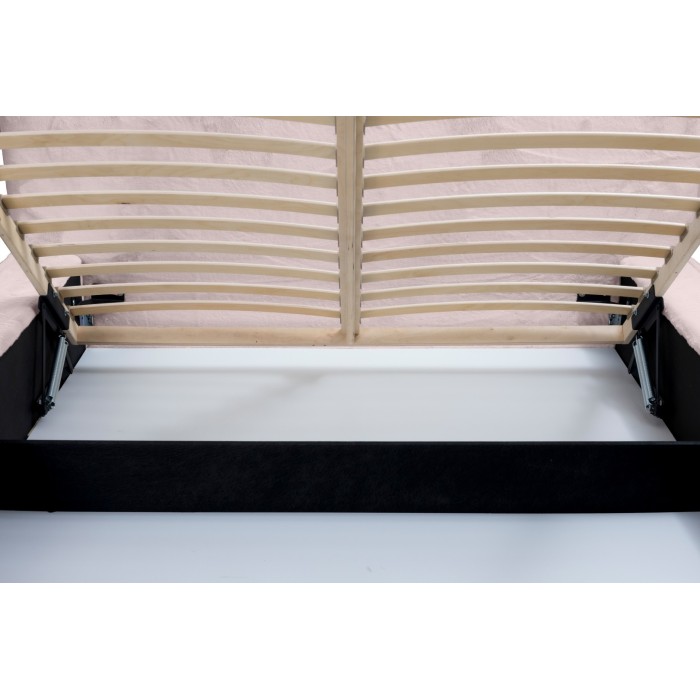 Lit coffre ORLANE – Rose Poussière de rose polaire – 180x200 cm – Sommier relevable – Design haut de gamme 