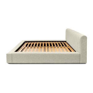 Lit coffre CERVIN – Taupe sablé bouclé – 160x200 cm – Sommier relevable – Design haut de gamme 