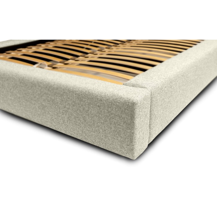 Lit coffre CERVIN – Taupe sablé bouclé – 160x200 cm – Sommier relevable – Design haut de gamme 