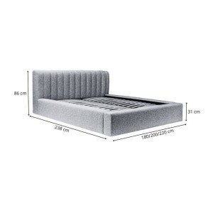 Lit coffre CERVIN – Nuage sablé bouclé – 140x200 cm – Sommier relevable – Design haut de gamme 