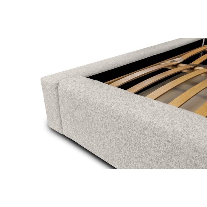 Lit coffre CERVIN – Nuage sablé bouclé – 140x200 cm – Sommier relevable – Design haut de gamme 